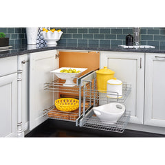Pullout Soft-Close Wire Pull-Slide-Pull Blind Corner Accessories - 3-Tier - 15 in.