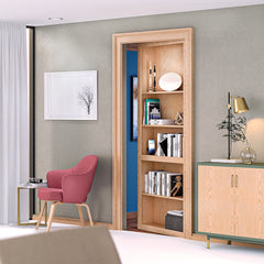 32" Oak InvisiDoor Bookcase Shelving Unit Kit