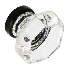 Clear Glass with Black Base Knob