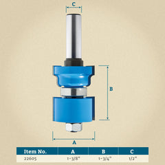 Rockler Reversible Sash & Door Assembly Router Bit - 1-3/8" Dia x 1-3/4" H x 1/2" Shank
