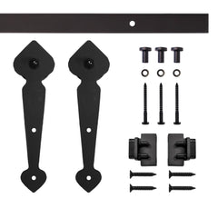 4' Spade Mini Rolling Door Hardware Kit for Furniture, Black