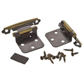 Variable Overlay Self-Closing Face-Mount Cabinet Hinges (3429), Antique Brass