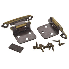 Variable Overlay Self-Closing Face-Mount Cabinet Hinges (3429), Antique Brass