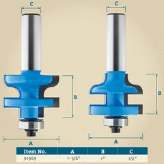 Rockler Traditional Rail and Stile Router Bit - 1-3/8" Dia x 1" H x 1/2" Shank