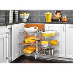 Pullout Soft-Close Wire Pull-Slide-Pull Blind Corner Accessories - 3-Tier - 15 in.