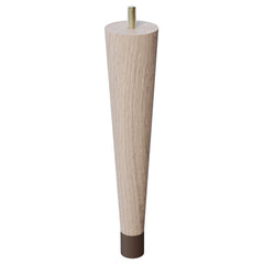 9'' Tapered Turned Leg, White Oak, 1''H Brushed Aluminum Foot