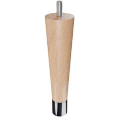 6'' Tapered Turned Leg, Hard Maple, 1''H Brushed Aluminum Foot