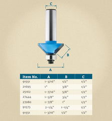 1" D x 3/8" H x 1/2" Shank Rockler Chamfer Bit
