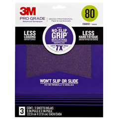 3M Pro Grade No-Slip Grip Sandpaper, 3-Pack, 100-Grit