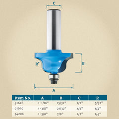 1-1/16'' D x 15/32'' H x 5/32'' R x 1/2'' Shank Rockler Roman Ogee Bit