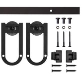 4' Long Horseshoe Mini Rolling Door Hardware Kit for Furniture, Black