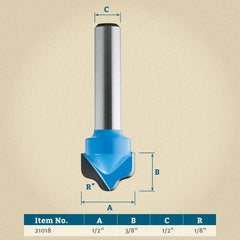 Rockler Miniature Classic Router Bit - 1/2" Dia x 3/8" H x 1/4" Shank