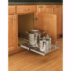 21" Double Pull-Out Chrome Wire Basket (22" Slides), Chrome, Wire (5WB2-2122-CR)