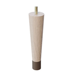 6'' Tapered Turned Leg, White Oak, 1''H Brushed Aluminum Foot