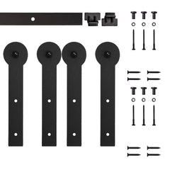 4' Soft-Close Keyhole Mini Rolling Door Hardware Kit for Furniture, Black, Single Door