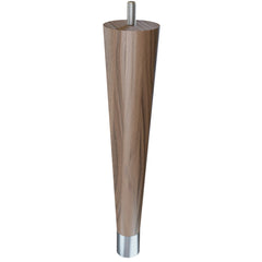9'' Tapered Turned Leg, Walnut, 1''H Brushed Aluminum Foot