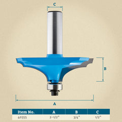 Rockler Table Top Edge Router Bit - 2-1/2" Dia x 3/4" H x 1/2" Shank