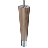 6'' Tapered Turned Leg, Walnut with Semi-Gloss Finish, 1''H Brushed Aluminum Foot