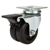 3'' 220-lb. Dual-Wheel Non-Marking Polyolefin Caster, Swivel w/Total Lock Brake
