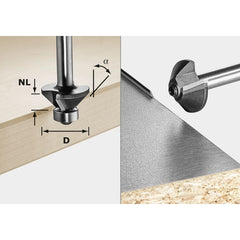 Festool Chamfer Router Bit S8 HW 45 degree D26-KL OFK (499799)