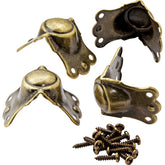 Antique Brass Plated Center Corner Trunk Hardware, Set of 4