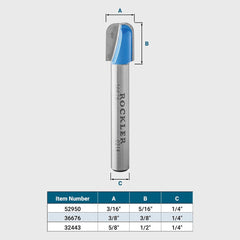 3/16'' Dia. x 5/16''H x 1/4'' Shank Rockler Signmaking Carbide Bit