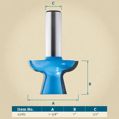Rockler Custom Door Edge Router Bit - 1-5/8" Dia x 1" H x 1/2" Shank
