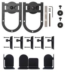 Rolling Barn Door Hardware Kit, Black, Horseshoe