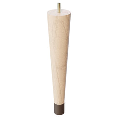 9'' Tapered Turned Leg, Hard Maple with Semi-Gloss Finish, 1''H Brushed Aluminum Foot