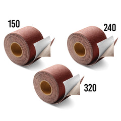Rockler 2-3/4''W Pressure-Sensitive Adhesive Sanding Roll 3-Pack, 150-Grit, 240-Grit and 320-Grit