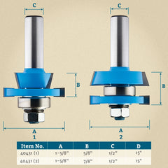 Rockler 2-Pc. Rail and Stile Shaker Cutter Router Bit Set - 1/2" Shank