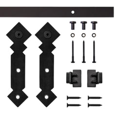 4' Double Diamond Mini Rolling Door Hardware Kit for Furniture, Black