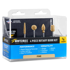 Kutzall 4-Piece Coarse Burr Kit for Rotary Tools, 1/8'' Shaft