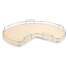 Kidney Shape Solid Bottom Shelf w/ Steel Bearing Corner Lazy Susans - Gray
