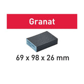 36-Grit Festool Granat Abrasive Sanding Sponges, 2-3/4'' x 3-7/8'' x 1'' Thick, 6-Pack (201080)