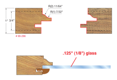 Freud® 99-286 Glass Panel Cabinet Door Router Bit Set - 2" Dia x 1-3/32" H x 1/2" Shank
