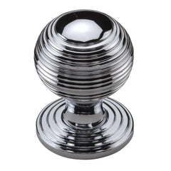 1-1/4'' Reeded Cabinet Knob on Rose, Polished Chrome