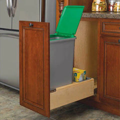Single 50 quart Waste Container, Natural, Wood - Maple (4WCBM-1550DM-1)