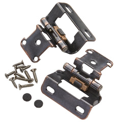 Partial Wrap 1/2" Overlay Hinges - Antique Brass - pair