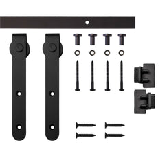 5' Rounded Stick Mini Rolling Door Hardware Kit for Furniture, Black