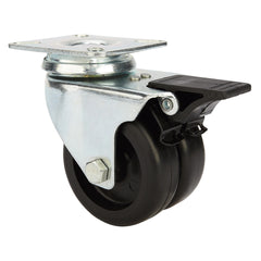 3'' 220-lb. Dual-Wheel Non-Marking Polyolefin Caster, Swivel w/Total Lock Brake