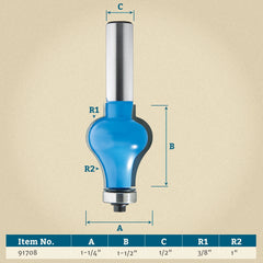 Rockler Handrail Router Bit - 1-1/4" Dia x 1-1/2" H x 1/2" Shank