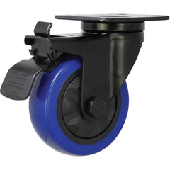 4'' Black & Blue TPU Swivel Caster with Total Lock Brake