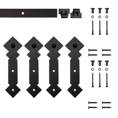 4' Soft-Close Double Diamond Mini Rolling Door Hardware Kit for Furniture, Black, Single Door