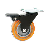 Profile Caster, Black Yoke, Swivel Plate and with Brake, Amber