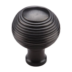 1-1/4'' Reeded Cabinet Knob, Flat Black