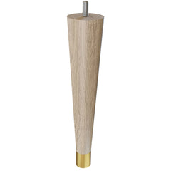 9'' Tapered Turned Leg, White Oak, 1''H Brushed Aluminum Foot
