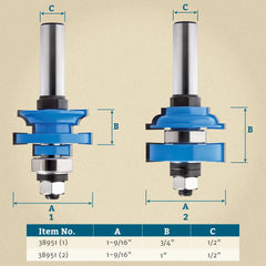 Rockler Bead In-Rail and Stile Router Bit Set - 1/2" Shank
