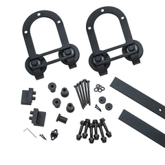 I-Semble Rolling Door Hardware Kit, Horseshoe, Black