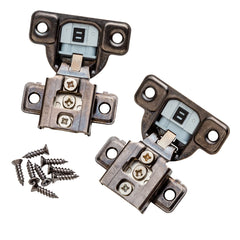 Full Kit Salice 106° Zero-Protrusion Soft-Close Compact Hinges for Face Frame Cabinets, Titanium Finish, 1'' Overlay with Mounting Hardware